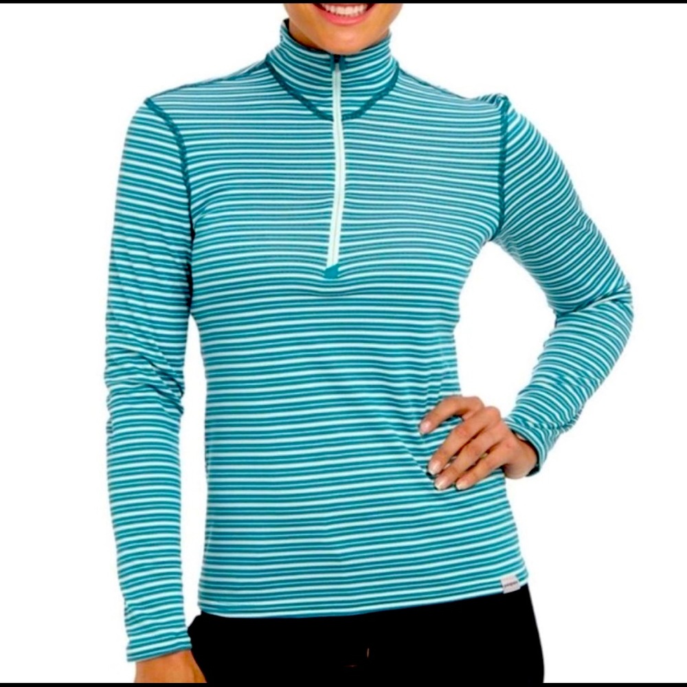 Patagonia Capilene Midweight Quarter Zip Pullover Blue Stripe M